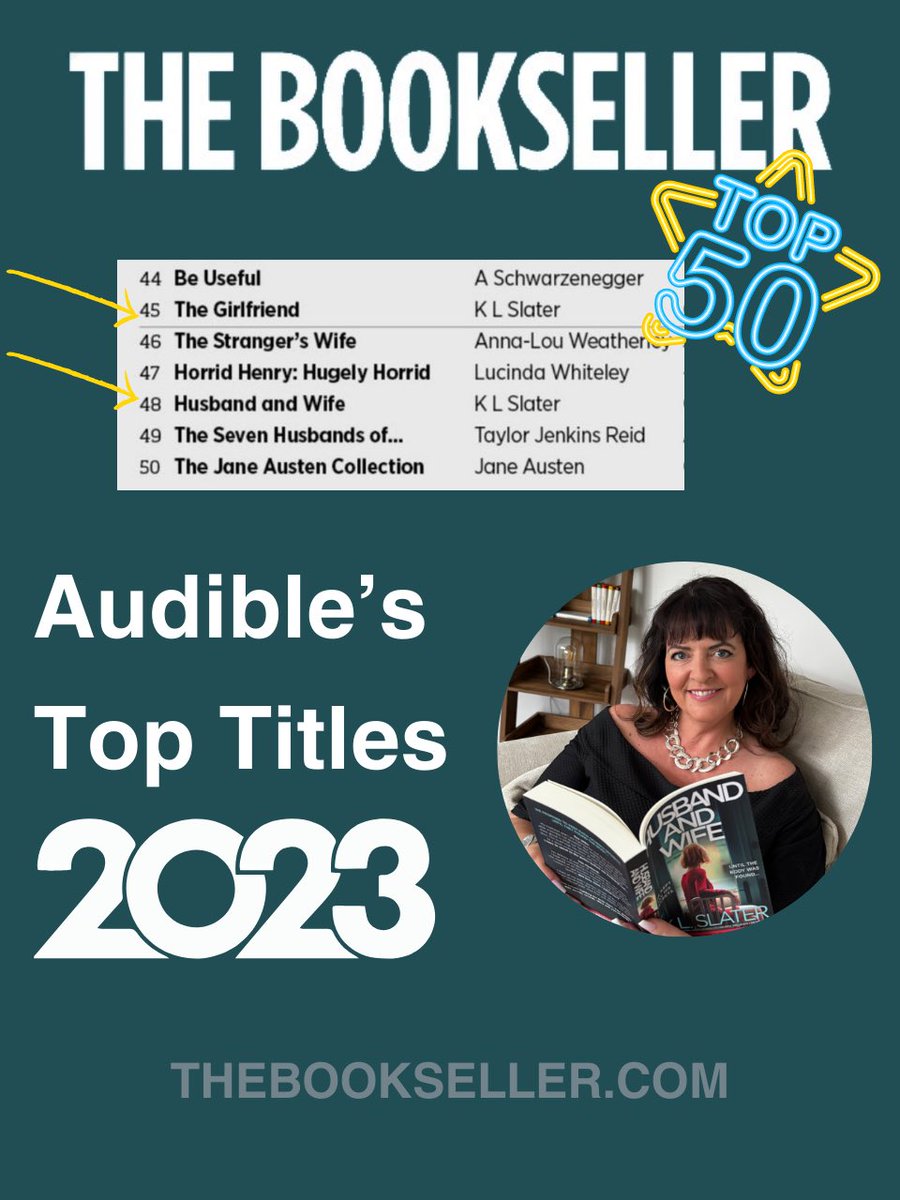 🤩 WOW! I'm absolutely thrilled to have been included in Audible's Top 50 Titles for the whole of 2023... not once, but TWICE! Thanks @audibleuk @LitRedCorvette @DA_Agency @CamillaJBolton @jadekav_