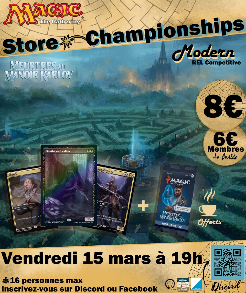 LaGuildeLR's tweet photo. Le retour du Modern pour un tournoi Store Championships !✨
🗓️C'est ici à La Rochelle le vendredi 15 mars 
#MTG #MagicTheGathering https://t.co/EXkOlI568Q