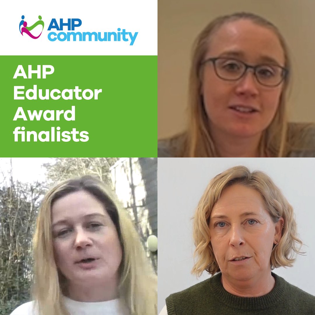 We're excited to announce the finalists for the AHP Educator Award! The winner will be announced on 7 March. They are: - Anna Jager, Occupational Therapist @IOWNHS - Cath Grant, Physiotherapist at HIOW ICB - Emma Middleton, Therapeutic Radiographer at @PHU_NHS Good luck all!