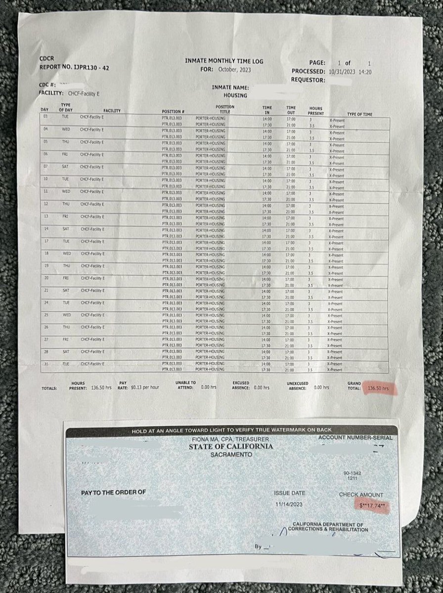🇺🇸🇵🇸 A prisoner in the United States donated 17 dollars 74 cents to residents of Gaza, which he earned from 136 hours of cleaning in prison