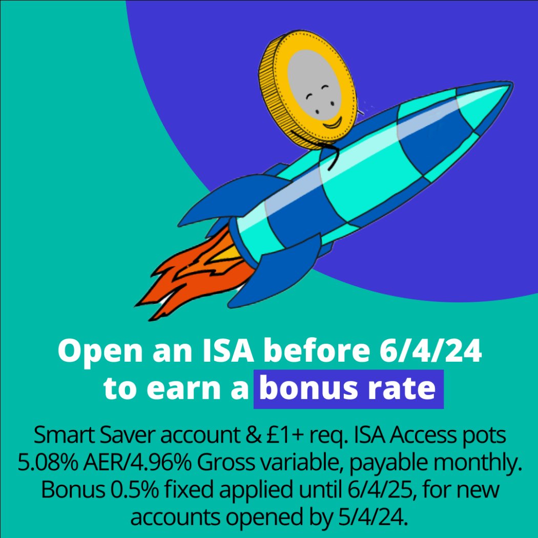 🤑 Maximise your tax-free savings with Zopa's Smart ISA 🚀 Grab a bonus rate on new Smart cash ISA Access pots opened by 5 April 2024.📲 Open or request to transfer in an existing cash ISA via our app. Smart saver account & min £1 required. #ZopaBank #ISA #TaxFree #Savings