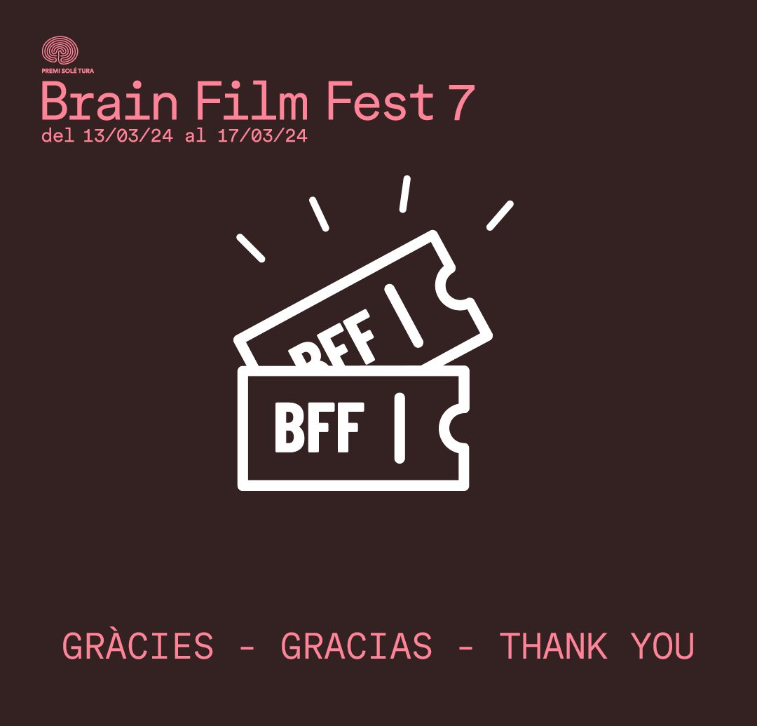 🤩Moltes gràcies per l’acollida que heu fet de la programació del #BrainFilmFest2024 🎉 En només 1 cap de setmana, gairebé 2.000 persones heu reservat la vostra entrada! 👉 Seguiu-nos i no oblideu reservar també per tallers, taules rodones i presentacions! 13-17març @cececebe