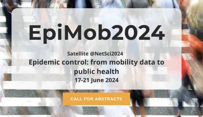 🚨Interested in human mobility and public health? Join us at the 3rd edition of EpiMob @netsci2024! 🚨Co-organized w/ @pullano_giulia @aperofsky @eugeValdano The call for abstracts is open! Deadline is March 8, 2024 👉epimob.weebly.com/call-for-abstr…