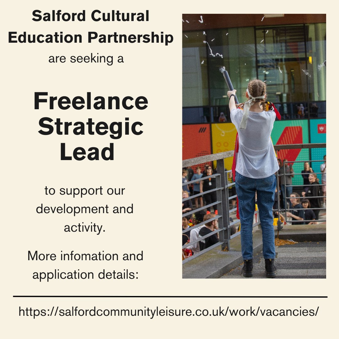 SalfordLCEP (@salfordlcep) on Twitter photo Head to the <a href="/SalfordLeisure/">Salford Community Leisure (SCL)</a> vacancies page on their website to find out more!
A chance to work with us, develop our work and activities in Salford- it's an exciting time and we're seeking an individual/s to support us into the future.
salfordcommunityleisure.co.uk/work/vacancies/ Head to the <a href="/SalfordLeisure/">Salford Community Leisure (SCL)</a> vacancies page on their website to find out more!
A chance to work with us, develop our work and activities in Salford- it's an exciting time and we're seeking an individual/s to support us into the future.
salfordcommunityleisure.co.uk/work/vacancies/