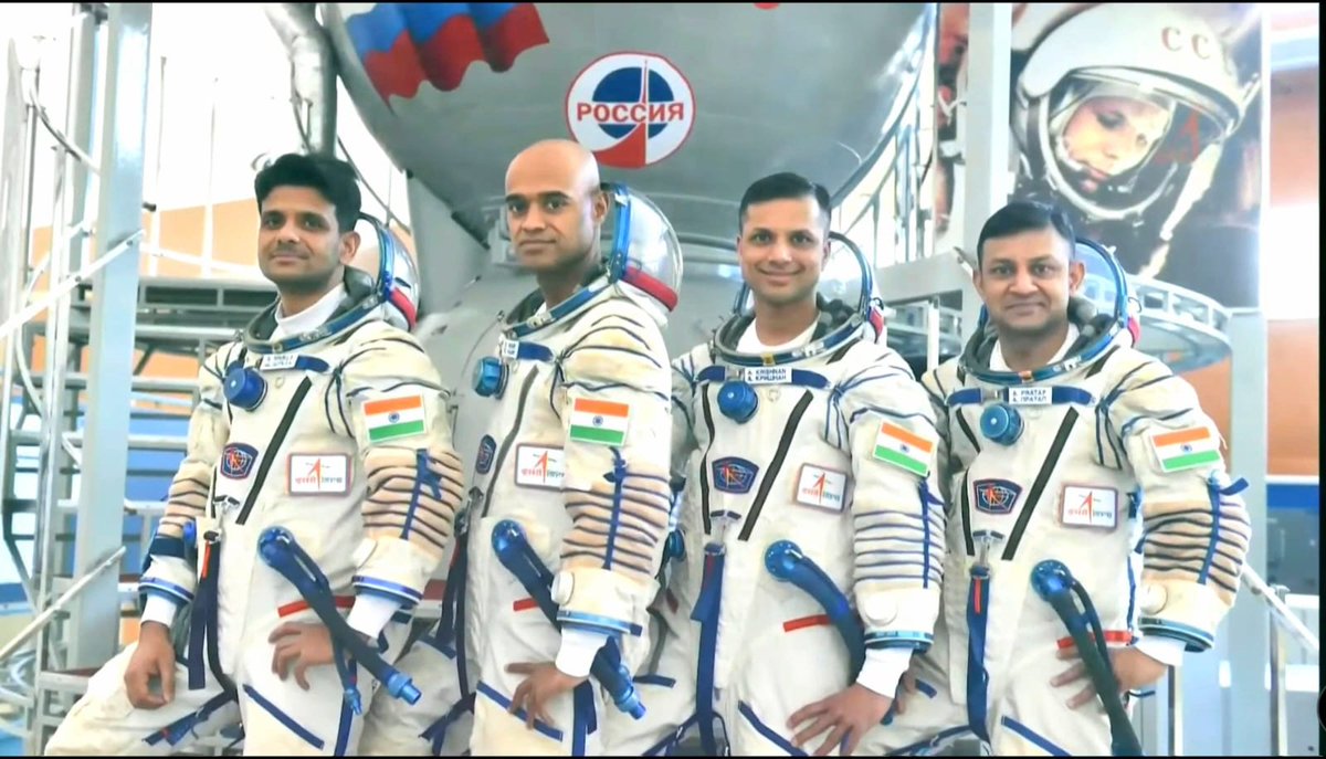 A momentof great pride _Group Captain Prasnath Balakrishnan Nair, Group Captain Ajit Krishnan, Group Captain Angad Pratap and Wing Commander Shubhanshu Shukla are selected for the manned Gaganyaan mission._