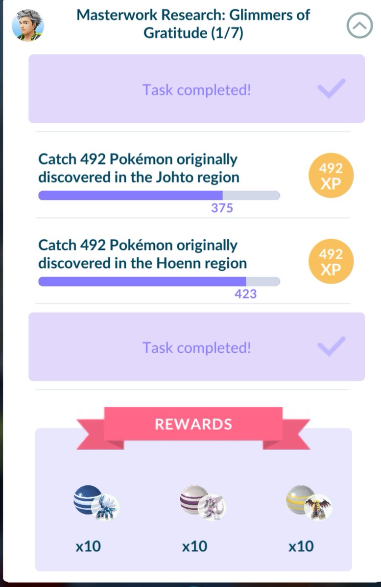 LadyDi1002's tweet image. Show me how far you are after #SinnohTour weekend

#MakingProgress

#MasterworkResearch

#GlimmerOfGratitude

#PoGO