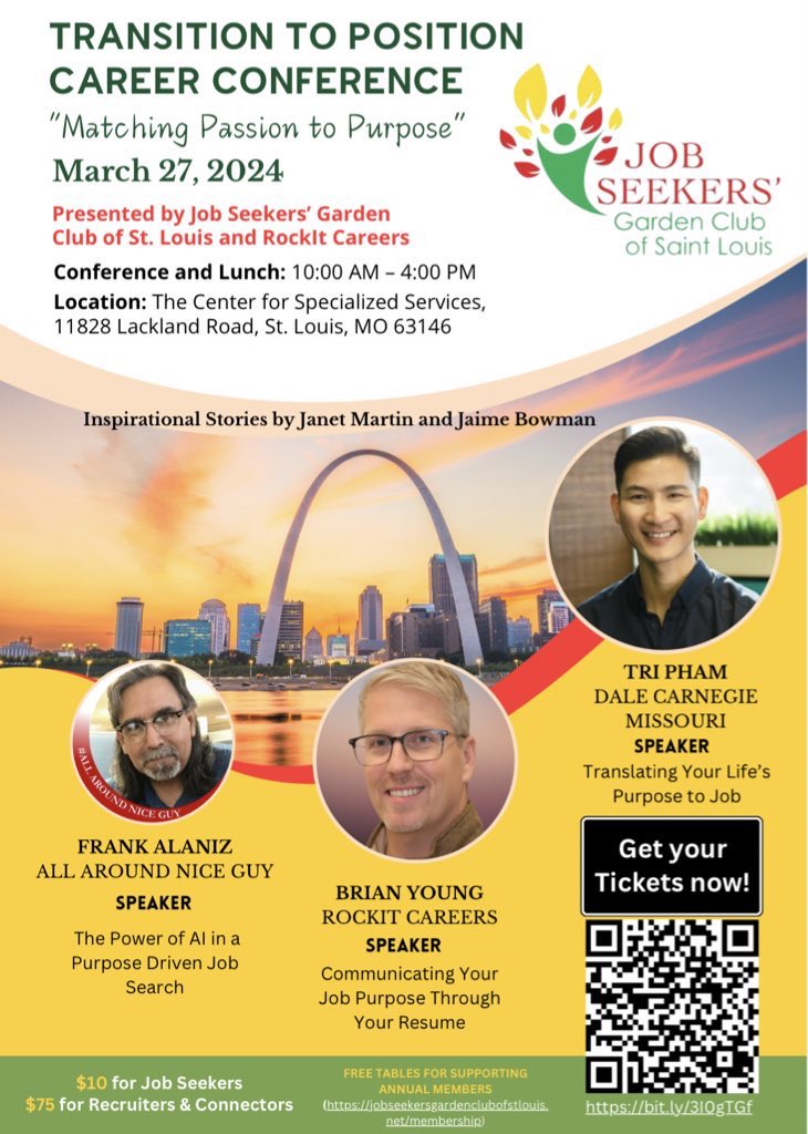 3/27/24:
“Matching Passion to Purpose” #JSGCSTL #businessowners #hiringmanagers #recruiters #jobseekers #saintlouis #NetworkingWorks #yourehired
