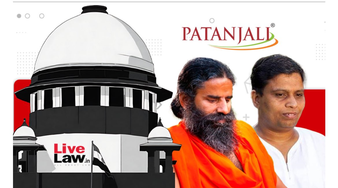 Big breaking💥💥 Supreme Court imposes a COMPLETE BAN on Patanjali advertisements after SC comes down heavily upon #BabaRamdev and #Patanjali for 'false and misleading' ads. Notice for contempt of court issued to Patanjali. #MedTwitter