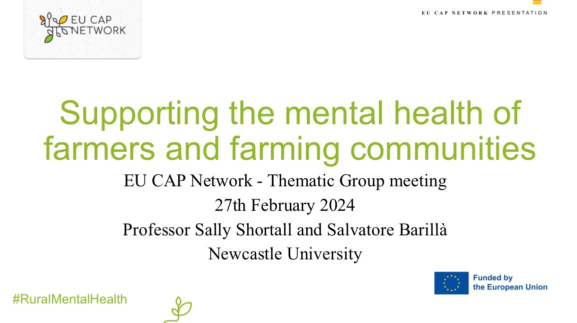 Salvatore Barillà (@sfpbarilla) on Twitter photo Today <a href="/sally_shortall/">Sally Shortall</a> shared our research on mental health in agriculture <a href="/eucapnetwork/">EU CAP Network</a> thematic group. Grateful for the fruitful discussion with experts across Europe! #RuralMentalHealth Today <a href="/sally_shortall/">Sally Shortall</a> shared our research on mental health in agriculture <a href="/eucapnetwork/">EU CAP Network</a> thematic group. Grateful for the fruitful discussion with experts across Europe! #RuralMentalHealth