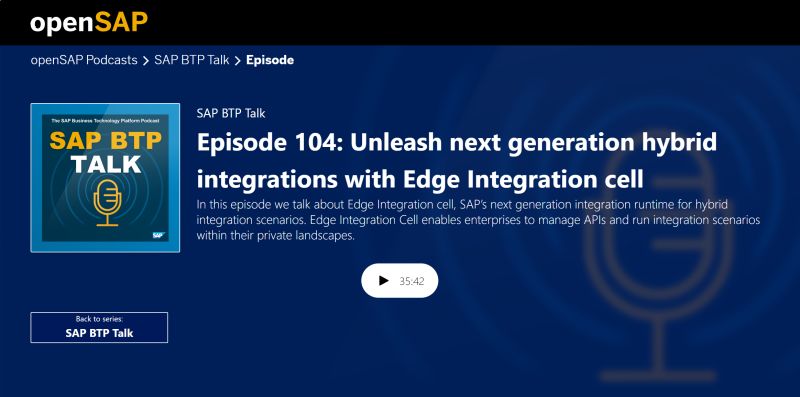 robinhaettich's tweet image. Learn more about Edge Integration Cell. Listen to the latest SAP BTP Talk podcast episode where Finny Babu talks about Edge Integration Cell : imsap.co/6018nAC5e

#SAPIntegrationSuite #SAPBTP

#SAPIntegrationSuite #SAPBTP