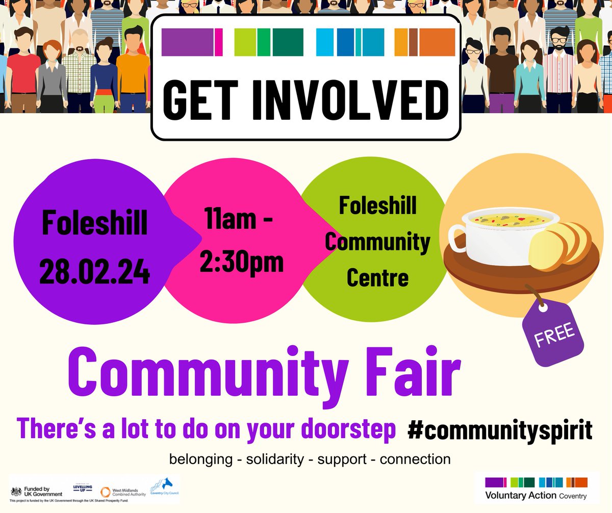 stfcov's tweet image. Tomorrow we will be at the Foleshill Community Centre Volunteer Fair along with other amazing Charities and Organisations looking for volunteers to carry on the the amazing work they are doing. Please come along to see how we can all help each other build better communities.