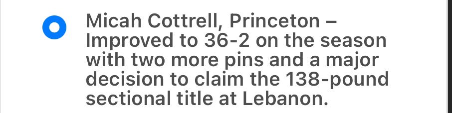 ➡️Vote for 🤼‍♂️Micah Cottrell, Princeton as the 
Top Ohio Division I boys wrestler of the week <a href="/ENQSports/">Enquirer Sports</a>! #AAGV 

cincinnati.com/story/sports/h…
