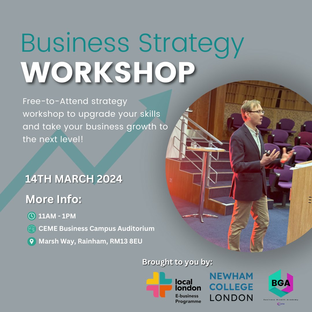 DO YOU WANT YOUR BUSINESS TO GROW? 📈

Join us on the 14th of March from 11am - 1pm, where we will teach you how to make a strategy and keep track of progress! 

Sign up here - lnkd.in/eMz54CKU 

#businessgrowthstrategy #businessstrategies #freeworkshop