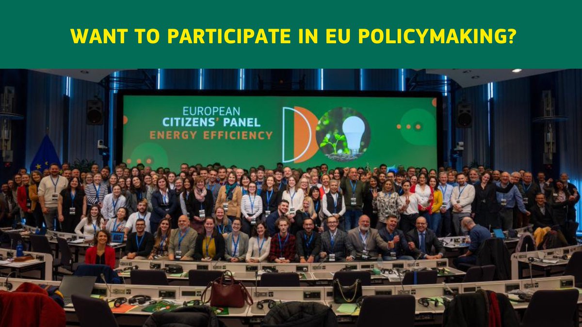📢 Make yourself heard by policymakers!

The Citizens’ Engagement Platform is your dedicated space to engage and debate on 🇪🇺 policies that affect us all.

First up: #EnergyEfficiency 💡

Learn how to register and make yourself heard 👉 europa.eu/!FthMtW

#EUHaveYourSay