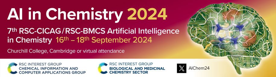 Oral Abstracts Closed, still time to submit Poster Abstracts for the 7th @RSC_BMCS /RSC-CICAG #ArtificialIntelligence in #Chemistry 16-18/09/24 Poster Deadline: 03/05. rscbmcs.org/events/aichem7/ #AI #MachineLearning #ML #DataScience #MachineIntelligence #Data #Science #AIChem24