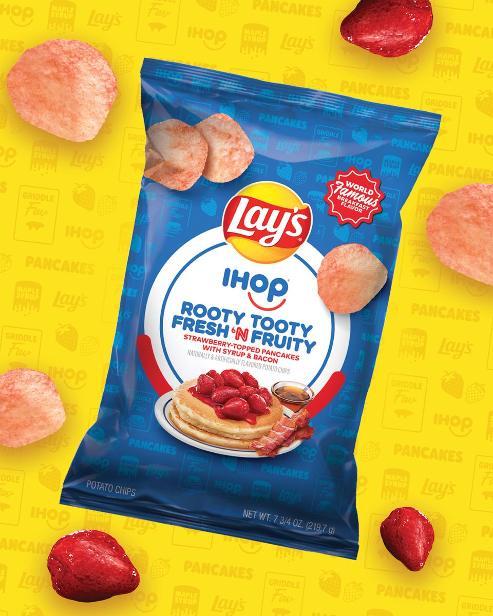 Iconic breakfast combos 🤝  Iconic snacks. The NEW Lay's x @IHOP Rooty Tooty Fresh 'N Fruity combo flavored potato chips are HERE! Like this post and comment below for the chance to win a bag! 🍓🥓