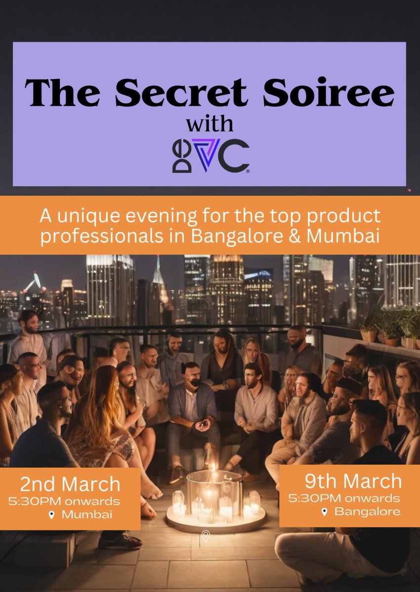 Hey folks, we are hosting a unique Secret Soirée for our 14th edition. We are gathering top product professionals to share unique insights and discuss nuanced leadership problems - this time in Bangalore and Mumbai. @shivangi_sriv and I are hosting this on 9th March in