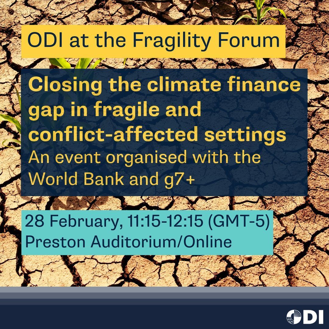 Tomorrow at the #FragilityForum 🗓️ Our North America Executive Director @aherscowitz will chair a session with @WorldBank & @g7plus on how to overcome the 'conflict blind spot' in climate finance. Join us online or in the Preston Auditorium.
