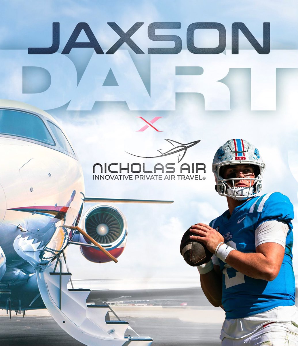NICHOLAS AIR (@nicholasair) on Twitter photo Proud to partner with Jaxson Dart, the nation’s first college athlete to be aligned with an international private aviation company. Welcome to our team, <a href="/JaxsonDart/">Jaxson Dart</a>!✈️
•
#NICHOLASAIR #YourJetIsReady #SteelJet Proud to partner with Jaxson Dart, the nation’s first college athlete to be aligned with an international private aviation company. Welcome to our team, <a href="/JaxsonDart/">Jaxson Dart</a>!✈️
•
#NICHOLASAIR #YourJetIsReady #SteelJet