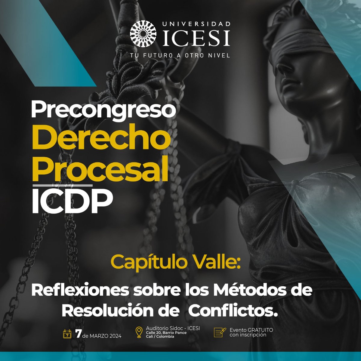 I_C_D_P's tweet photo. ✅Te invitamos al PRECONGRESO DERECHO PROCESAL - CAPÍTULO VALLE DEL CAUCA, organizado por la Universidad ICESI @icesi y el Capítulo Valle del Cauca del ICDP @CapValleIcdp @capazrussi ¡No te lo pierdas!, 7 de marzo de 2024. Inscripciones gratuitas: https://t.co/zNfzDCFJN8 https://t.co/SPkbz1Ir1n