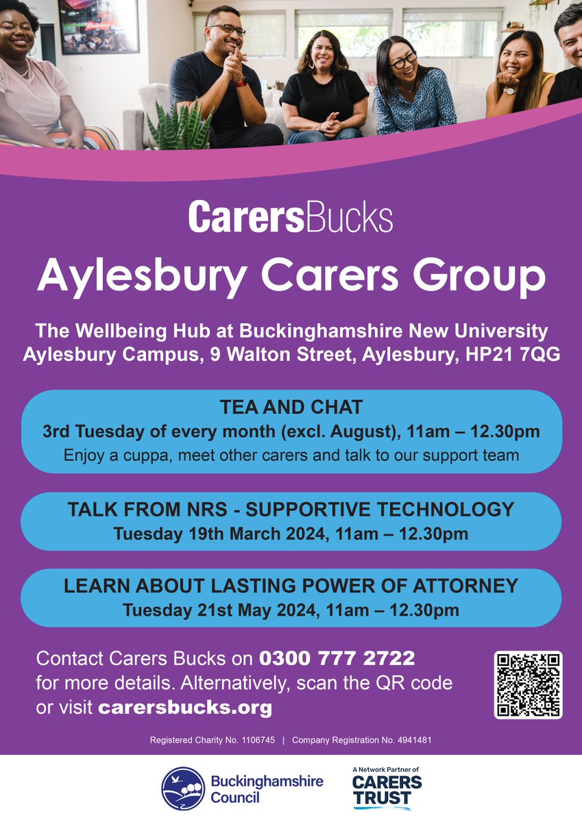 Buckinghamshire Health & Social Care Academy (@bhsca_) on Twitter photo The <a href="/CarersBucks/">Carers Bucks</a> Aylesbury Carers Group are hosting a Talk from NRS Healthcare on Supportive Technology at the #BCWHub at @_BNUni's Aylesbury campus - in one week (on Tuesday 19th March)
Check out the flyer below for more information! The <a href="/CarersBucks/">Carers Bucks</a> Aylesbury Carers Group are hosting a Talk from NRS Healthcare on Supportive Technology at the #BCWHub at @_BNUni's Aylesbury campus - in one week (on Tuesday 19th March)
Check out the flyer below for more information!