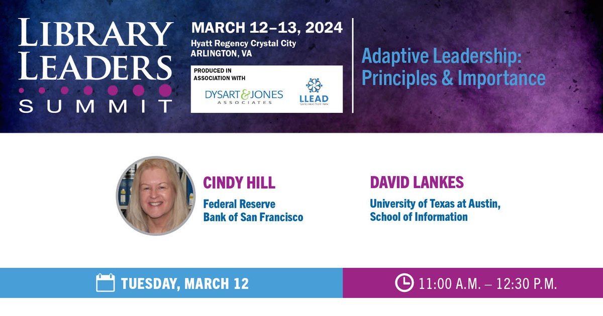 Join us at #CILDC next month for the #LibrarySummit and hear from speakers Cindy Hill, @sffed, and David Lankes, @UTiSchool. Register now using code LLS24! secure.infotoday.com/RegForms/Compu…