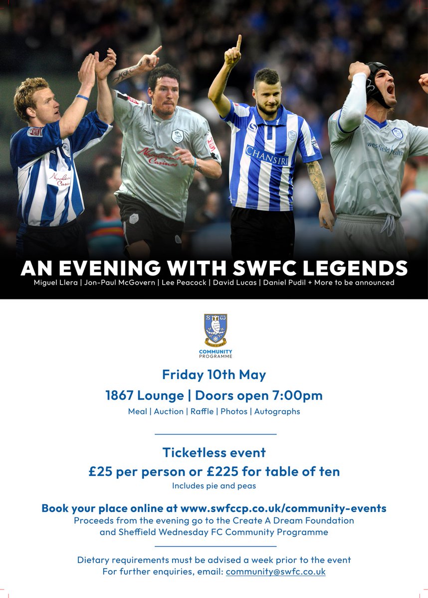 Would you like to meet with one of your heroes? Buy the ticket and you will have a chance <a href="/swfc/">Sheffield Wednesday</a> <a href="/SWFCCP/">Sheffield Wednesday Community</a>