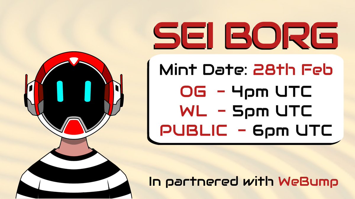 🔥 SEIBORG is about to hit <a href="/SeiNetwork/">Sei</a>  in just 24 hours!😎 
Stay Tune for more updates🔔