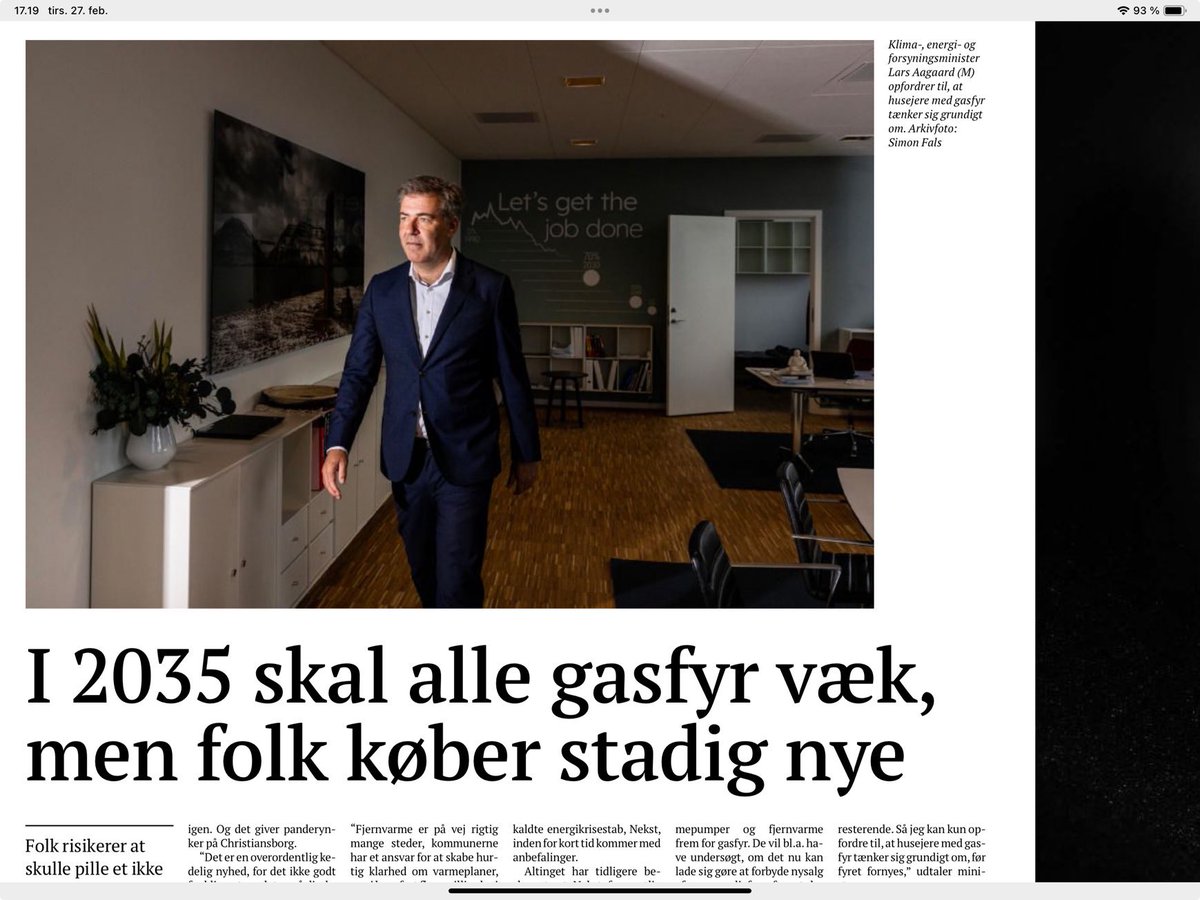 Vi køber nye gasfyr i en tid hvor både klima og den geopolitiske situation tilsiger vi skal væk fra brug af russisk gas. “Lets g’et the job done” står der på væggen bag <a href="/L_Aagaard/">Lars Aagaard</a>. Kommuner og gasselskaberne bør i fællesskab sætte slutdato for gasnettet i bestemte områder