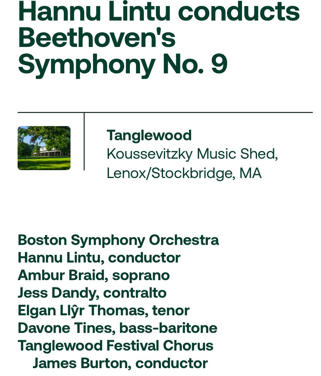 Looking forward to making my debut with @BostonSymphony this summer with Hannu Lintu conducting Beethoven’s Ninth Symphony. Fun. @Jamesblackmgt