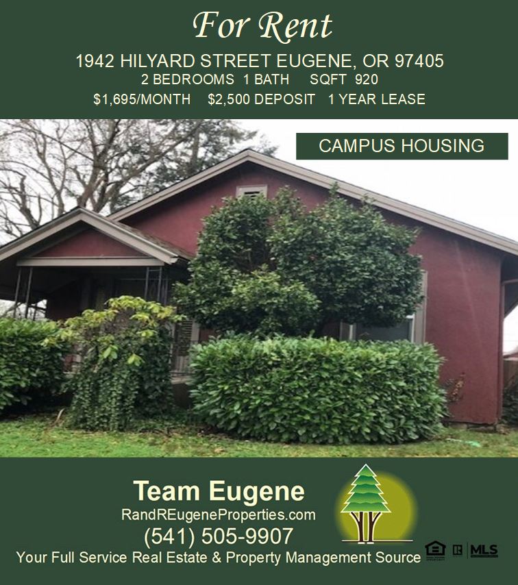 Looking for a CAMPUS HOME in the fall? We've got you.  Available August 12th.
rreugpropmgmt.com 
.
#forrent #propertymanagement #wecanhelpwiththat #CampusRental #uo #randrpropertiesofeugene #teameugene #GoDucks #Eugene
