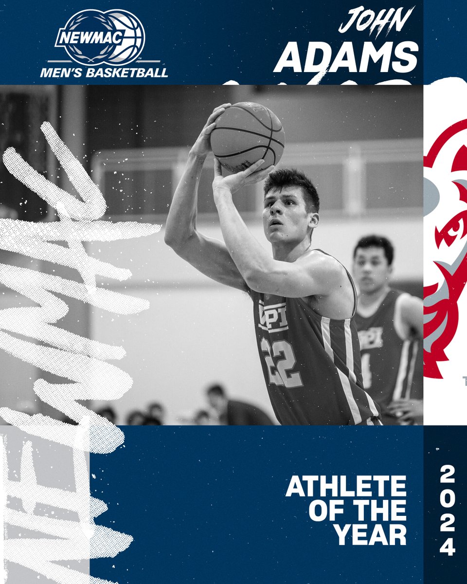 Congratulations to @WPIAthletics John Adams, who was voted the NEWMAC Men's Basketball Athlete of the Year! ⭐ Averages 14.5 points per game ⭐ Leads league with 11.3 boards per game ⭐ Ranks 13th nationally in rebounds per game #GoNEWMAC // #WhyD3