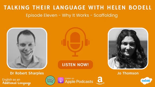 twinkl_eal's tweet image. It’s #TalkingTheirLanguageTuesday and today we are sharing episode eleven of our podcast on ‘Scaffolding’ ahead of our CPD event this evening 🧡

Listen here: stream.redcircle.com/episodes/f89c8…

Or wherever you usually listen to your podcasts 🎙️ 

#edutwitter #EAL #edchat