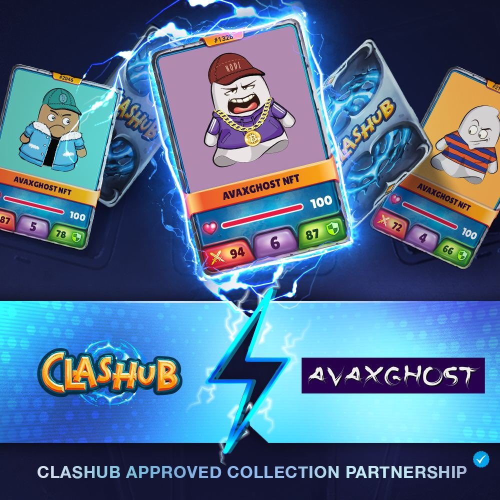 Hey ghosties 👻

Clashub X Avaxghost

We're happy to announce that Avaxghost formed a partnership with 
<a href="/theclashub/">Clashub</a> 

Avaxghost holders can now use their NFTs as game cards in Clashub against other players to win game rewards including tokens and NFTs! 

Let's CLASH !