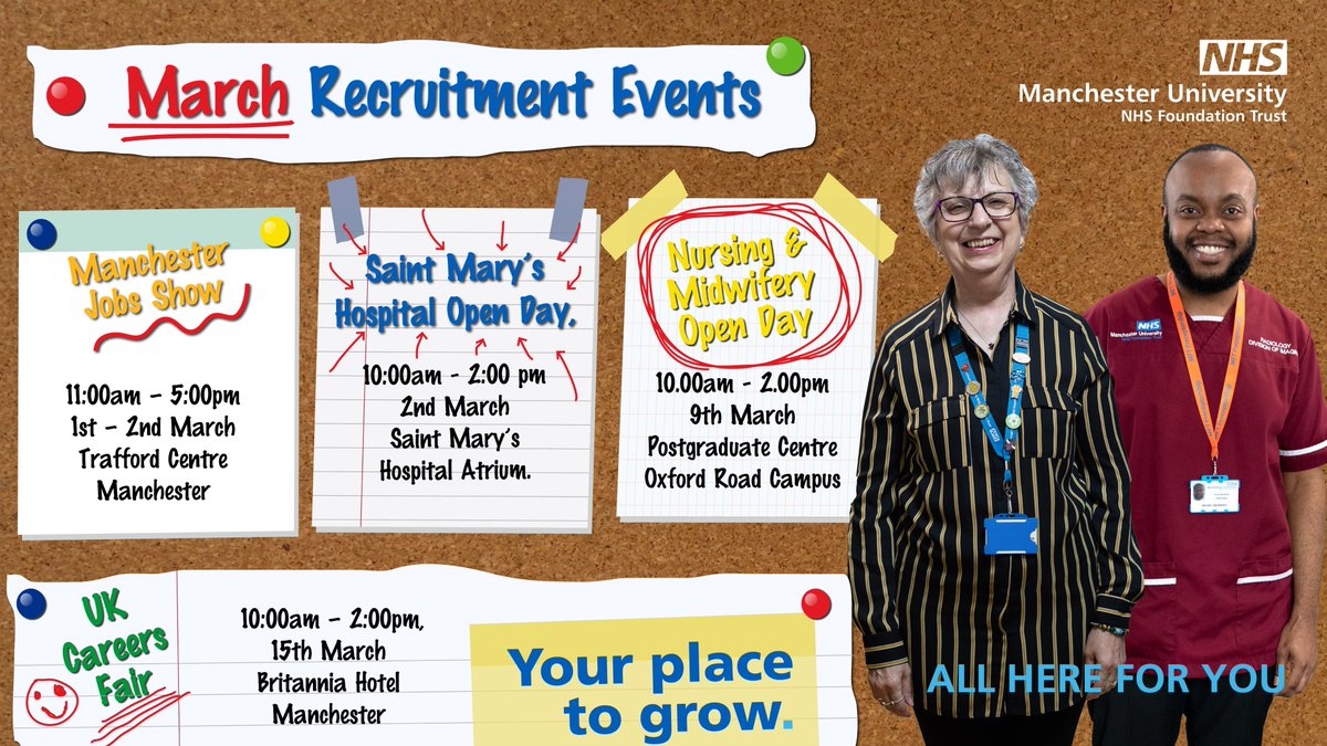 There are just a few days until the first of our recruitment events📅

Whether you’re a Nurse, Midwife, Admin Assistant, Accountant, Porter or whatever it is you’re looking for – you’ll find it all at these events.

Find out more👇

mft.nhs.uk/careers/work-h…