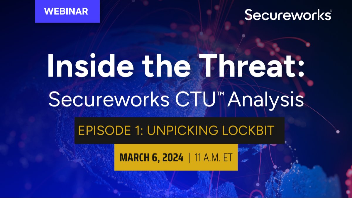 Join this webinar as the @Secureworks CTU team dives deep on #LockBit and shares insights into the tradecraft of affiliates of LockBit’s #ransomware-as-a-service gained from numerous investigations conducted over several years. Its free! Register here: bit.ly/3uQE8Qg