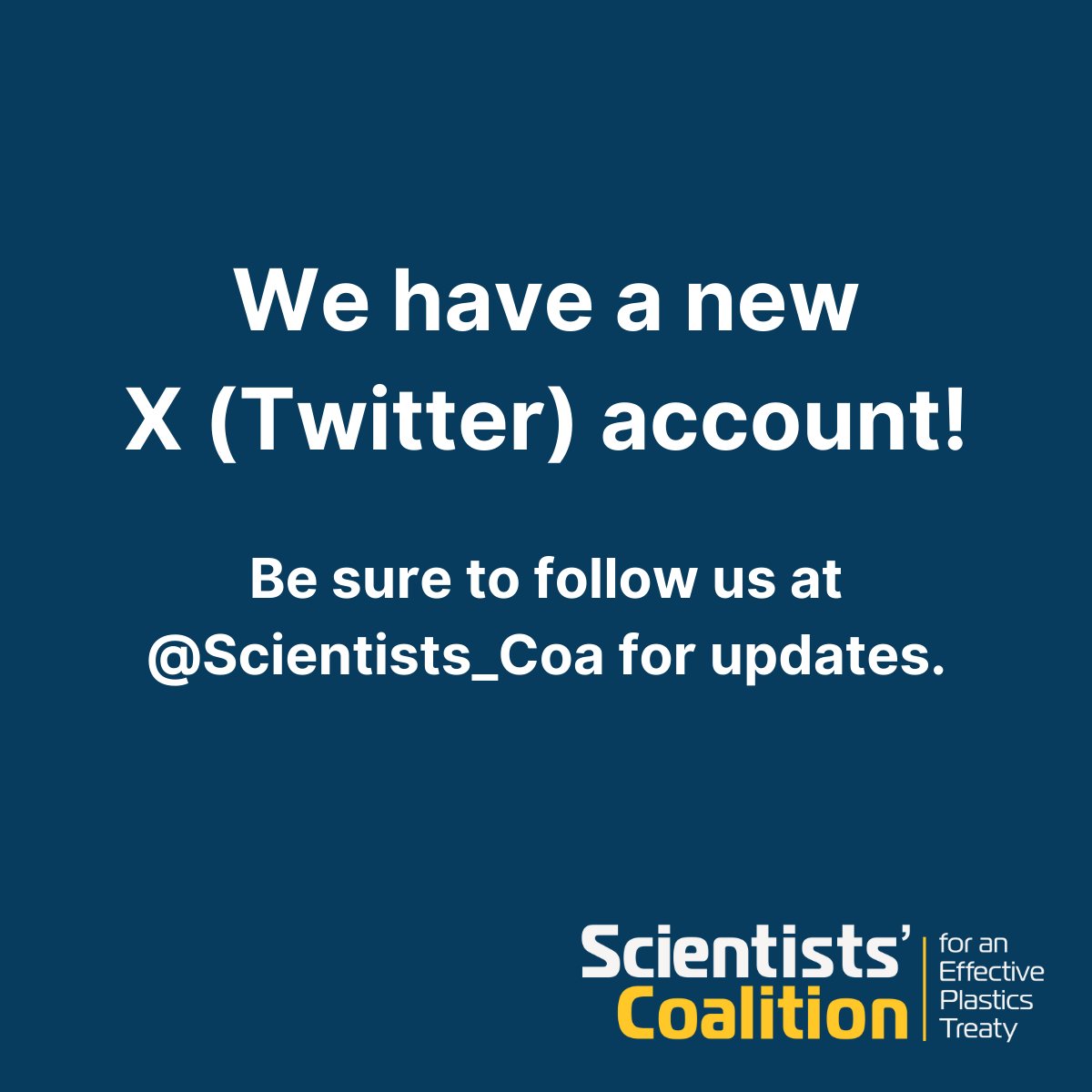 🙌 Introducing our new account here on X! Please update your subscription to follow us here for updates from the Coalition. Our old account @ScientistsCoa is still online but no longer being maintained.