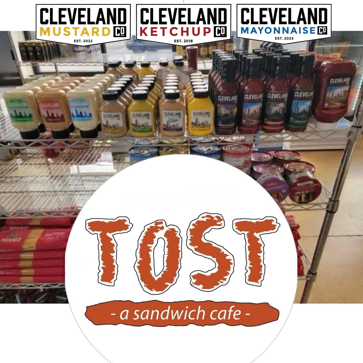 Thank you TOST - a sandwich cafe located Lakewood and Tremont. Amazing food as well as the The Finest Condiments In The Land! ♥️💛💙

#tostasandwichcafe #clevelandketchup #clevelandmustard #clevelandmayo #ohiolove
