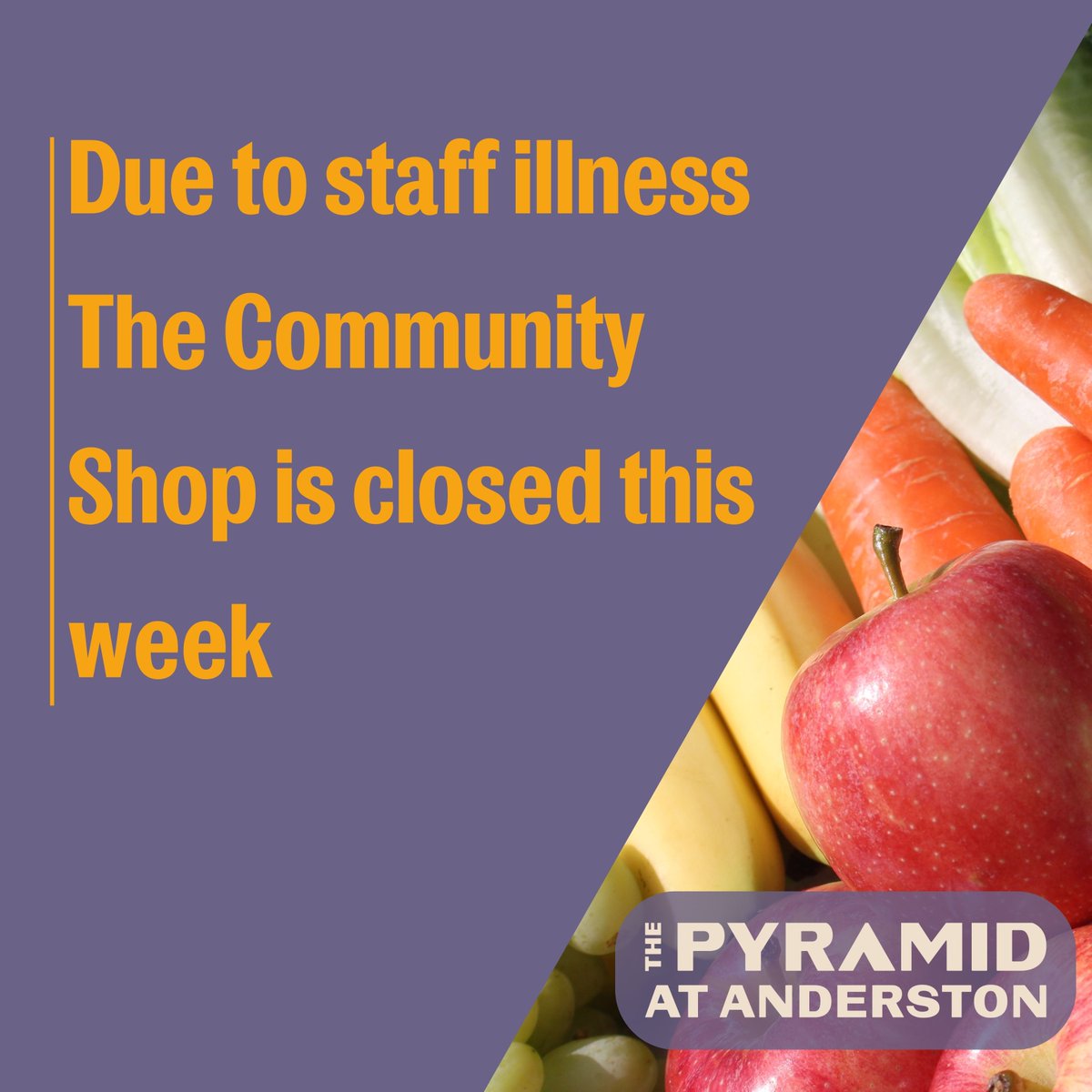 We are very sorry, but the community shop will be closed this week. Keep an eye out on social media and on the notice board for further info.