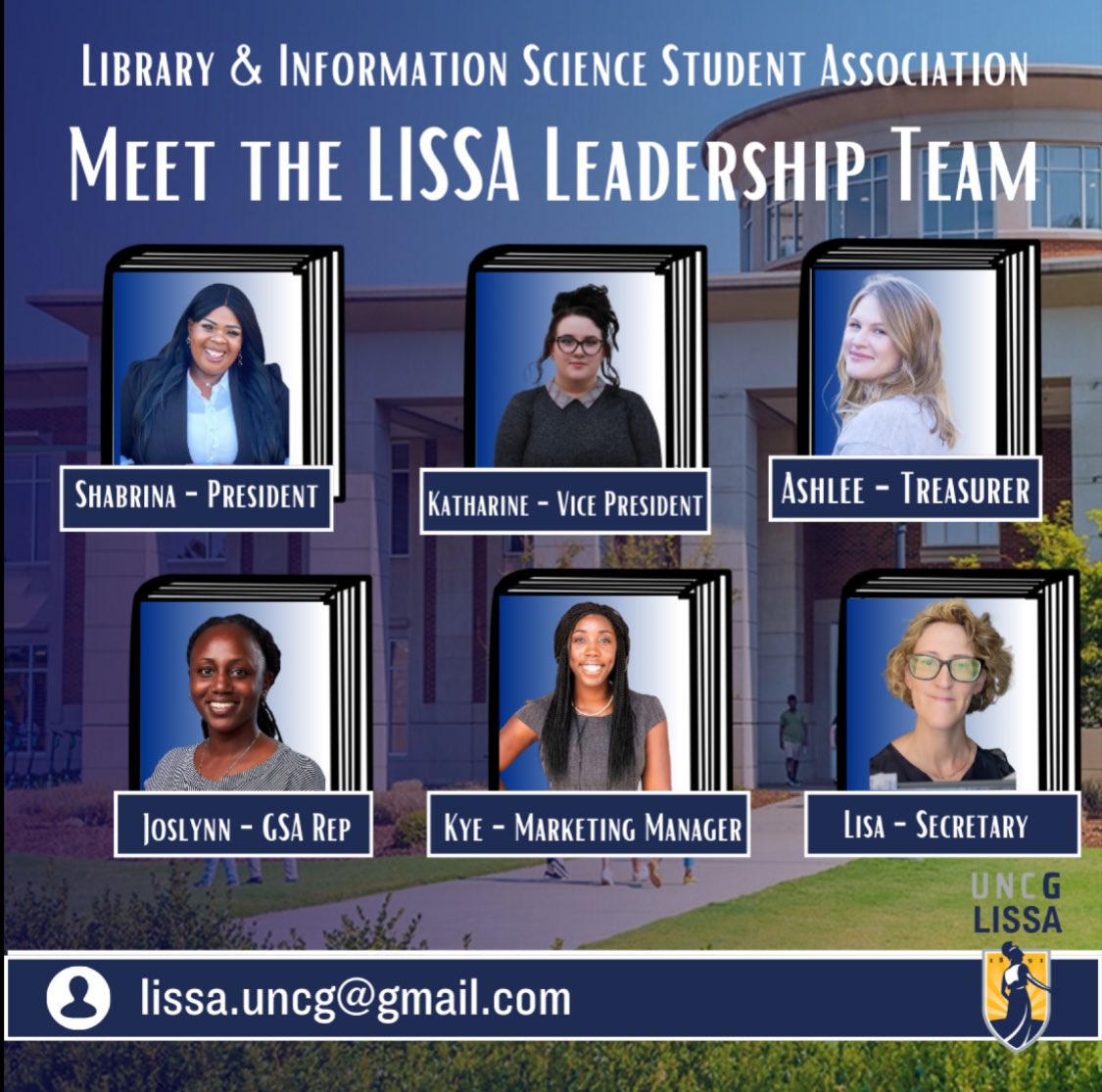 Meet your new LISSA Leadership Team! #uncglissa #uncglibraries