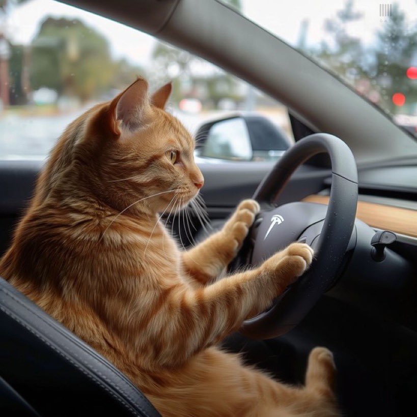 ElonMuskAOC's tweet photo. Who put this cat behind a Tesla? https://t.co/Jg7YgIGjRA