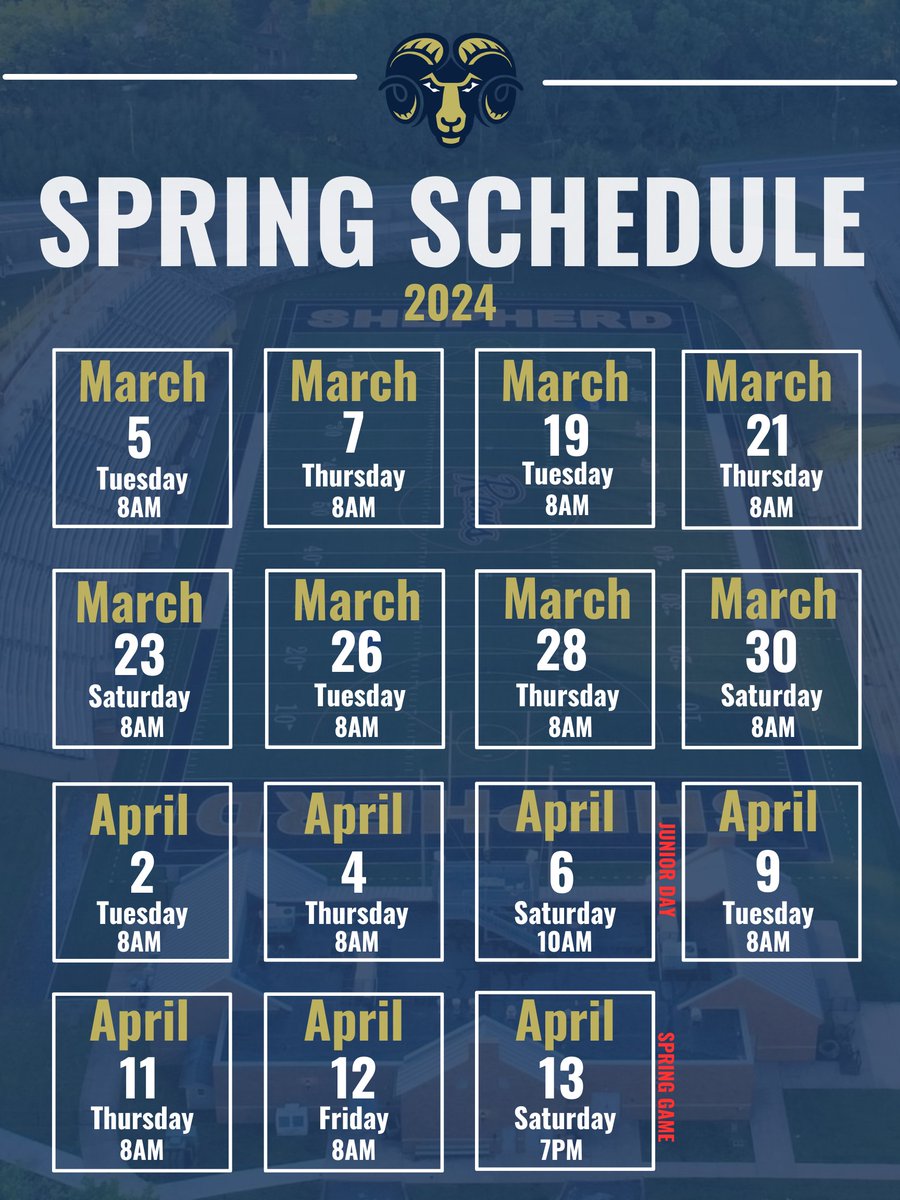 FOOTBALL IS BACK!!! Check out the Rams this spring. **Times and Dates are subject to Change**