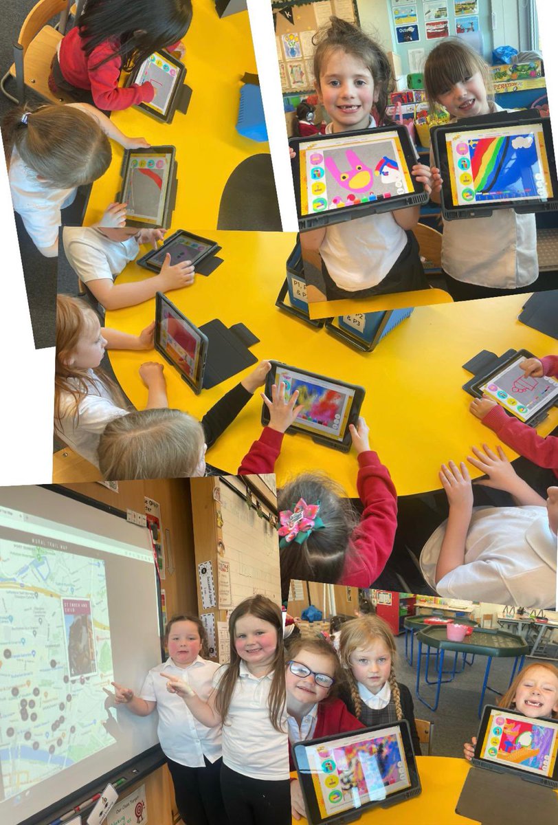 Primary 2 have been learning about different Scottish street artists and have been exploring the Glasgow Mural Trail. Today the children used the iPads to create their own graffiti murals on @tate_kids! 🖼️