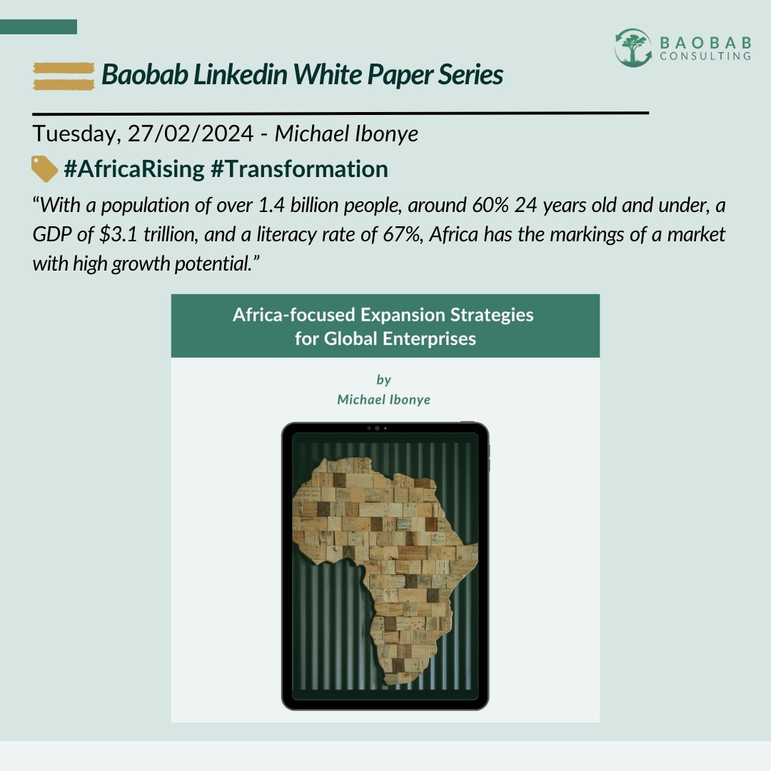 💡Uncover the untapped potential in Baobab's latest whitepaper by our Strategic Advisor, <a href="/MichaelIbonye/">Michael Ibonye</a>, as he shares insights on Africa's growth story with profound strategies for global business expansion to create value and transform the continent.🌍 bit.ly/49S66cX