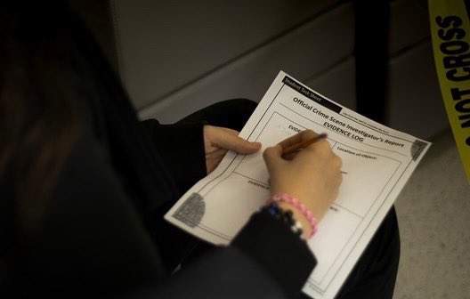 scott_academy's tweet image. Our Grade 10’s completed a crime scene investigation of King Duncan’s death. They needed to investigate the scene, gather evidence and write their police reports in ELA 10