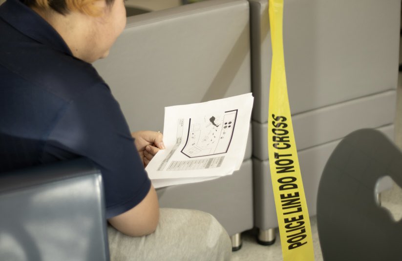 scott_academy's tweet image. Our Grade 10’s completed a crime scene investigation of King Duncan’s death. They needed to investigate the scene, gather evidence and write their police reports in ELA 10