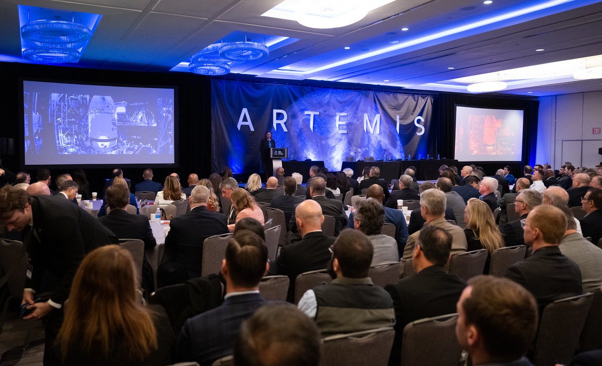 Grateful for the opportunity to address over 150 companies at today's Artemis Suppliers Conference, all dedicated to making the #Artemis missions a reality. Together, our collaborative efforts drive us closer to the Moon and Mars, unveiling new horizons in space exploration.