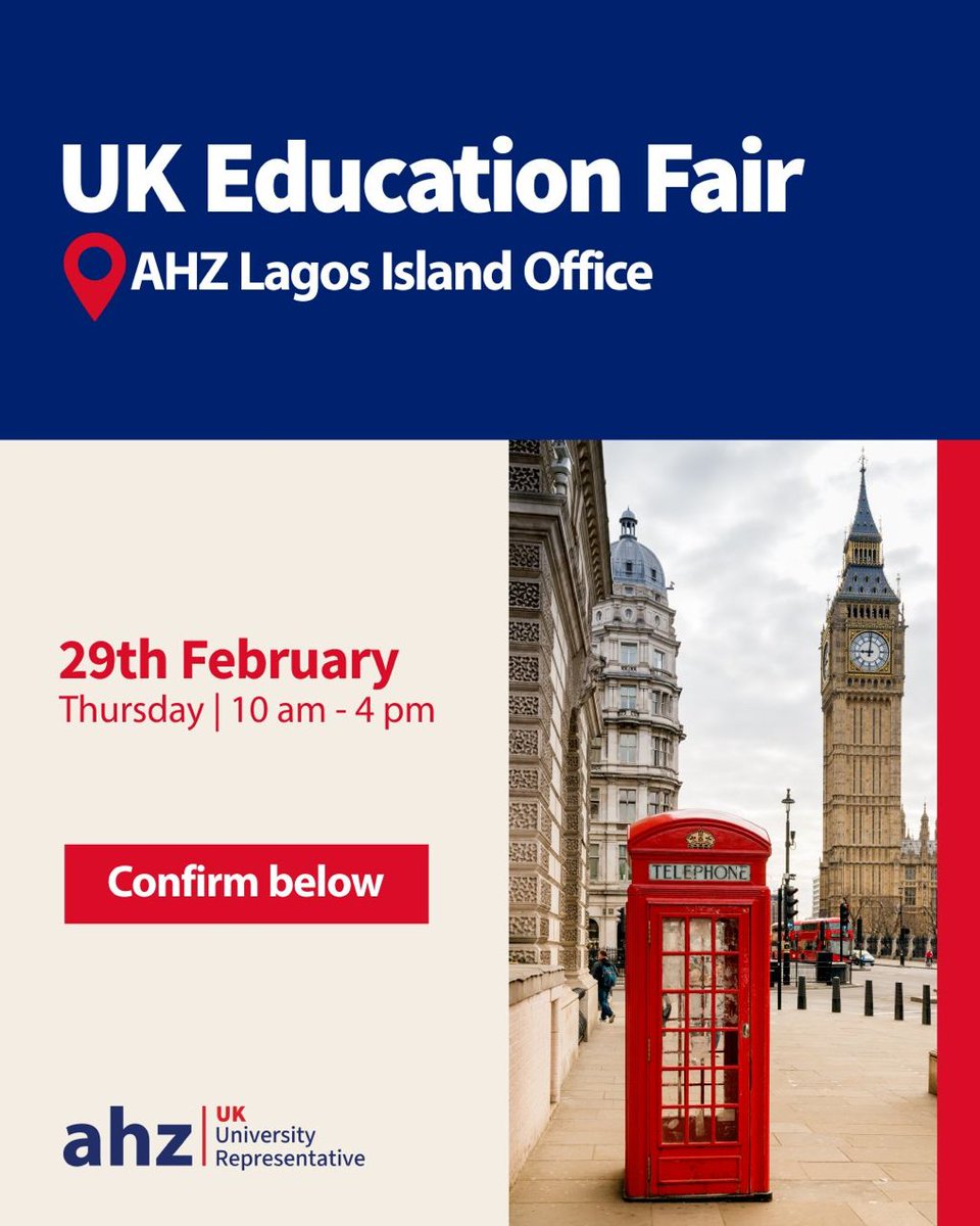 AWholeSalmanPR's tweet photo. Don't miss the FREE UK Education Fair by @ahzassociatesng this Thursday in Lagos Mainland &amp; Island. Aims at Helping the youths get solid information to help getting quality education in the UK. #GetAheadwithAHZ

Register for FREE here https://t.co/5bQbtoY2gJ &amp; Check Thread🤝🏾 https://t.co/qpk2nYBSju