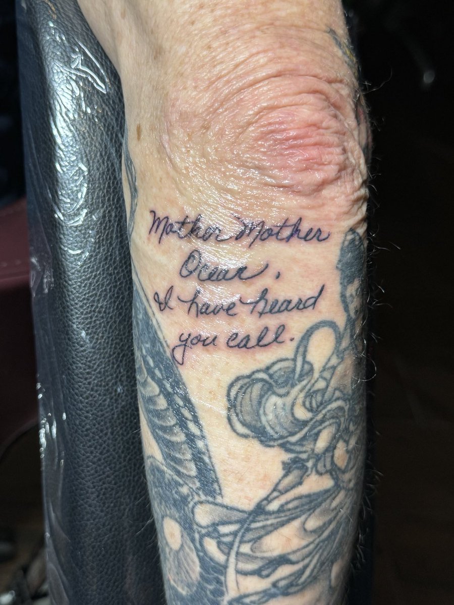 My son Michael and I are getting this ⁦@jimmybuffett⁩ lyric together. He  picked it, my wife penned it, and he inked the 'period'., image size:900x1200