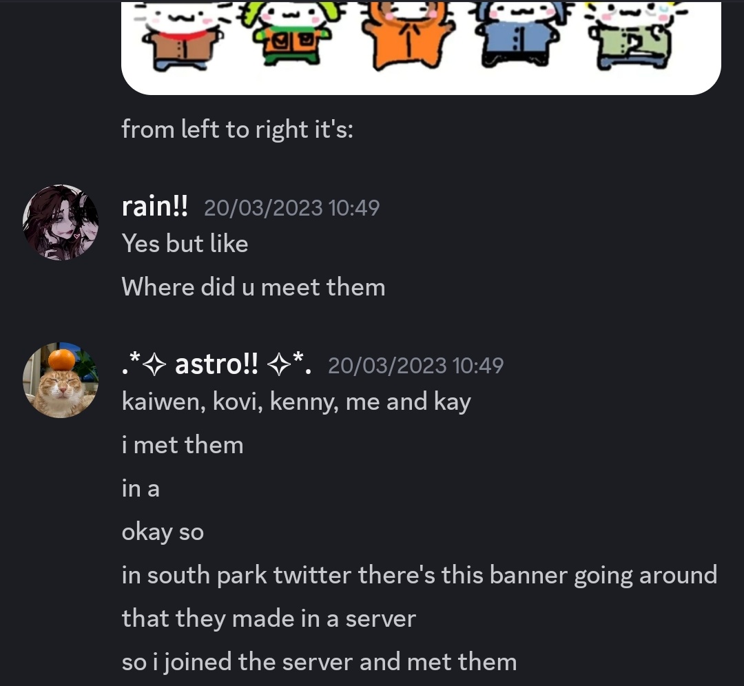 @staryyaoi my user is astro_so_silly 
also this is the closest clue i could find to what was that mysterious server, no idea what the banner was😭😭😭